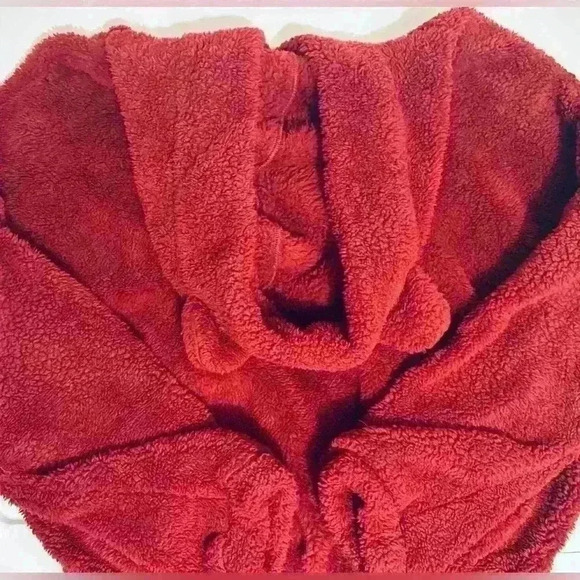 Fleece Animal Ear Hoodie, Juniors Size XL, Cropped, Maroon - Picture 6 of 10